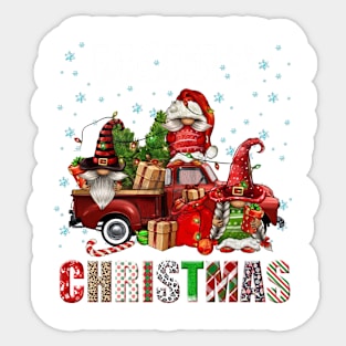 Merry Christmas Gnome Family Funny Xmas Tree Women Men Kids Sticker